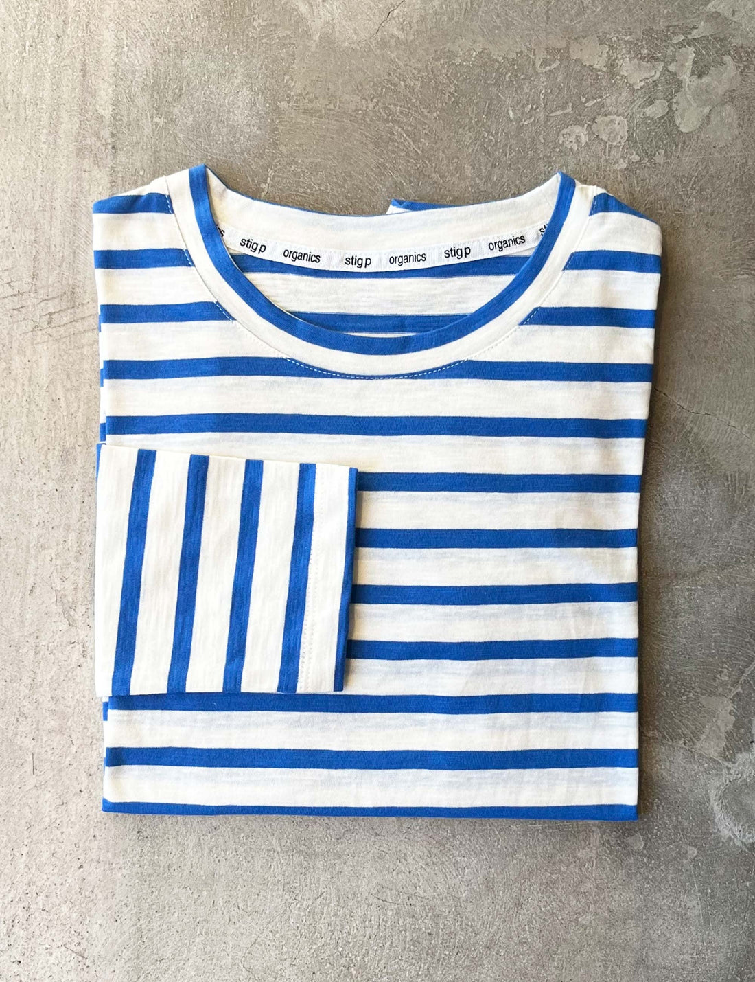 Sofia long sleeve t-shirt royal blue/cream stripe