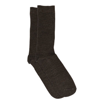 Fine wool rib socks dark brown