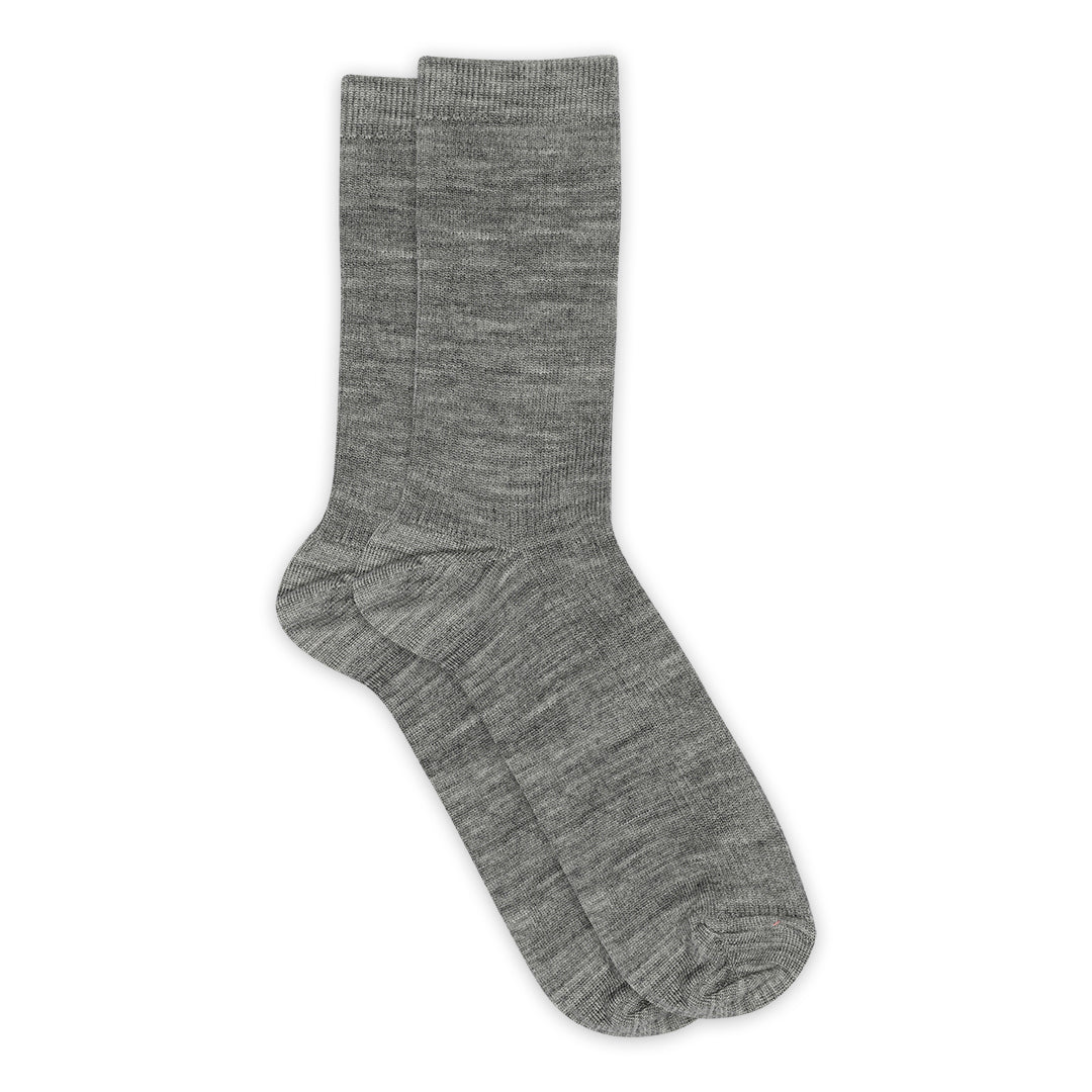 Fine wool rib socks grey melange