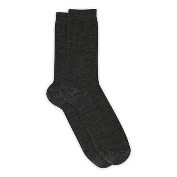 Fine wool rib socks dark grey melange