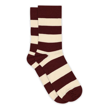 Regina wool rib socks dark wine red/cream