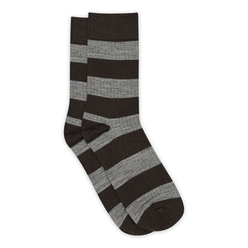 Regina wool rib socks dark brown/grey