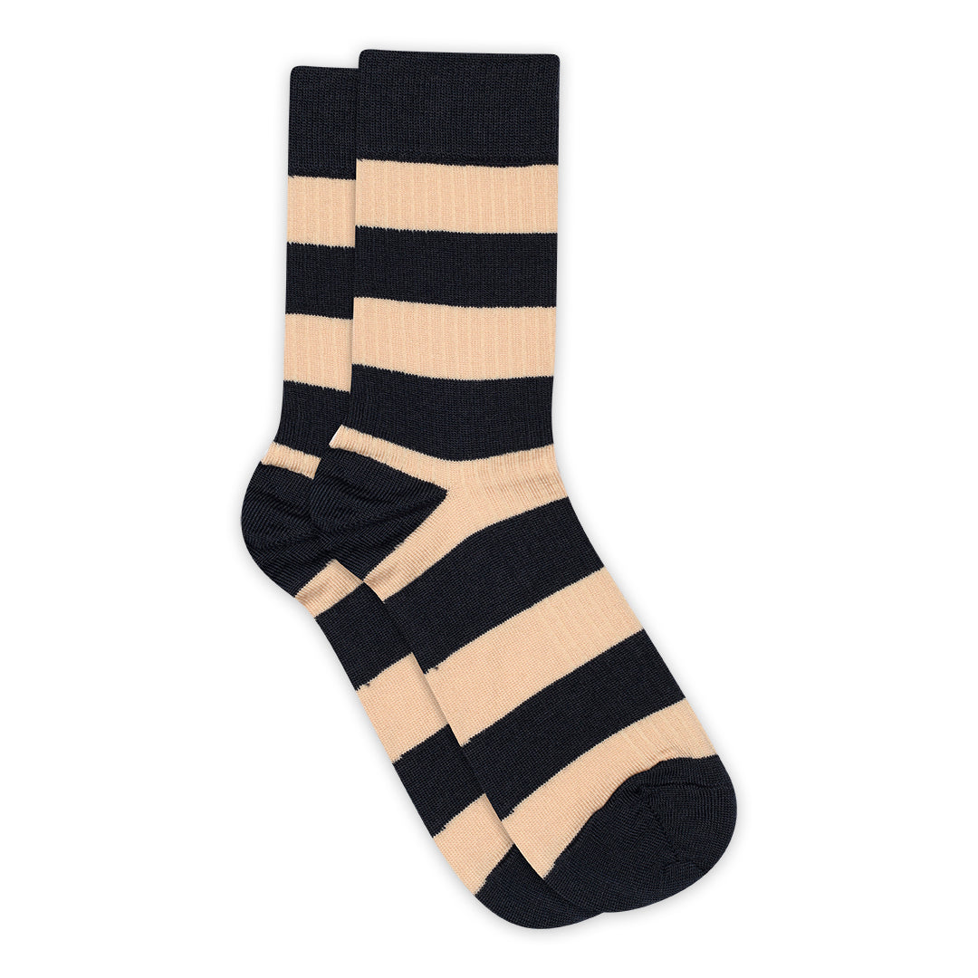Regina wool rib socks navy/cream