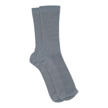 Fine cotton rib sock stone blue