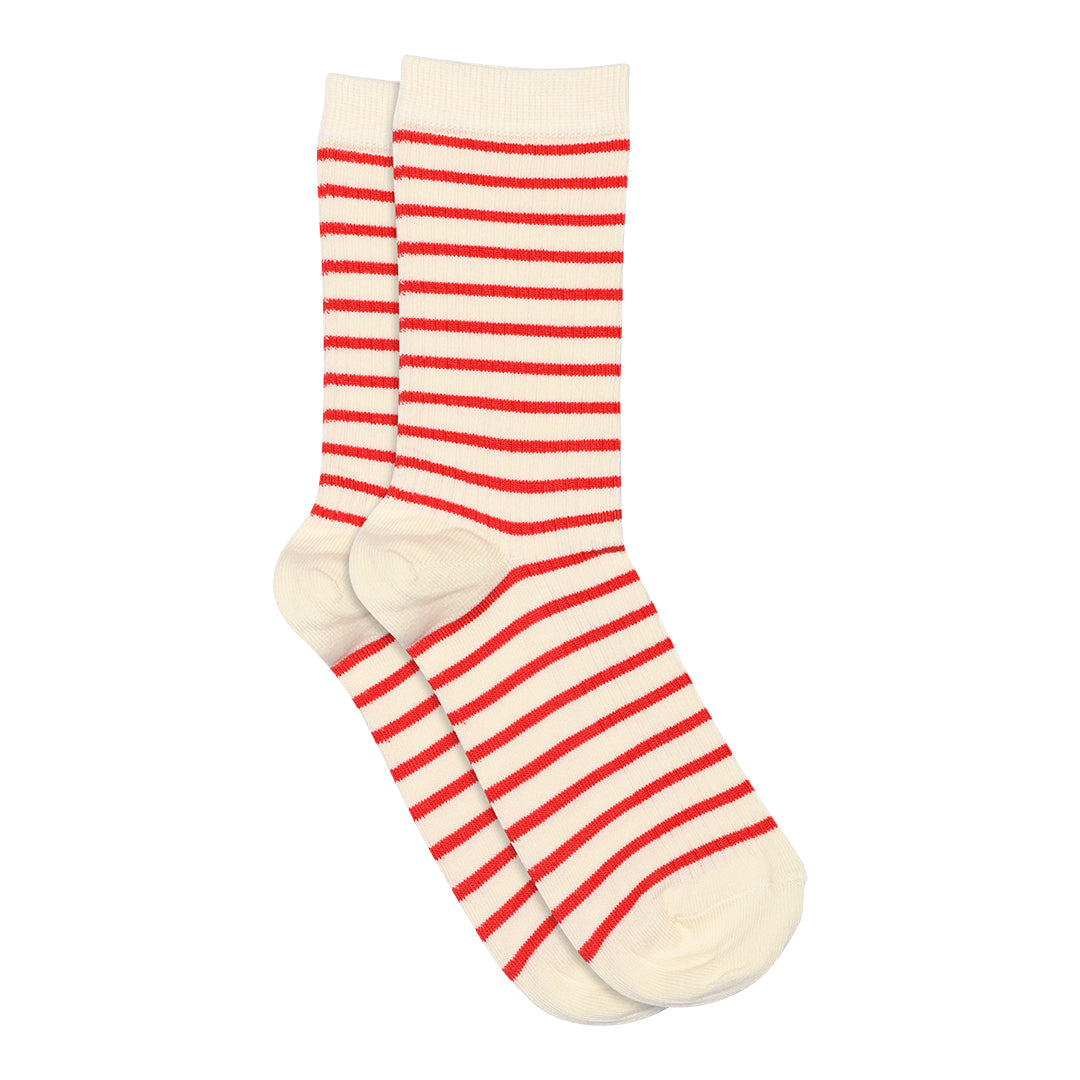 Lydia socks off white/tomato stripe