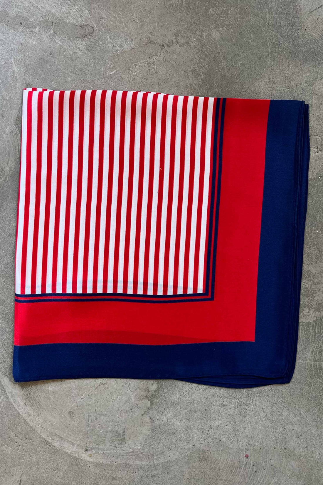 Silk scarf red/off-white/navy graphic stripes