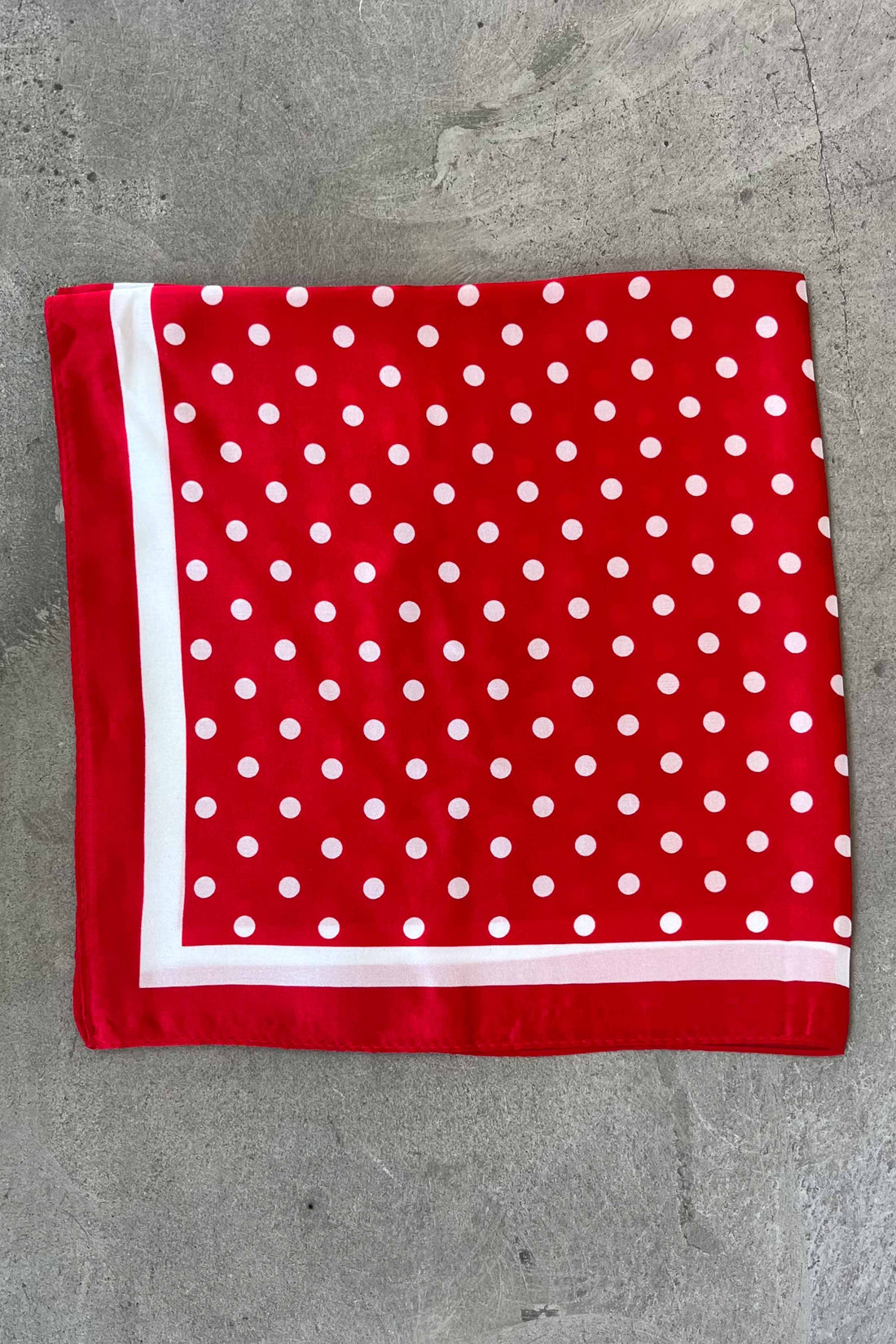 Silk scarf bright red/off-white dots/stripe
