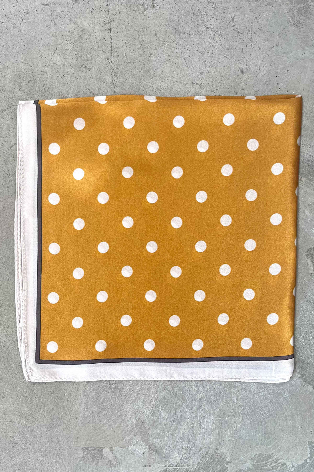 Silk scarf ocher yellow/cream dot
