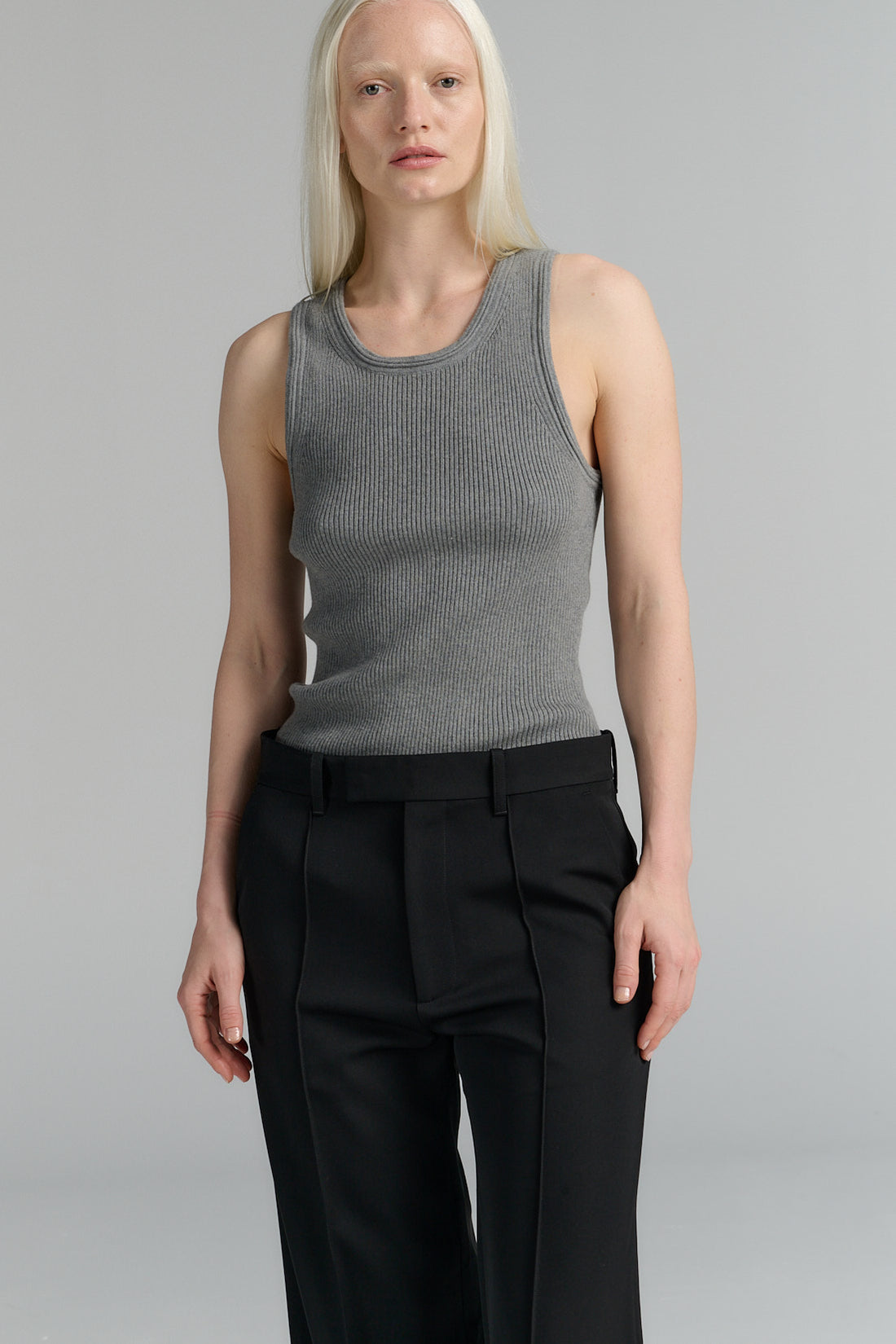 Rhea rib tank cotton/cashmere grey