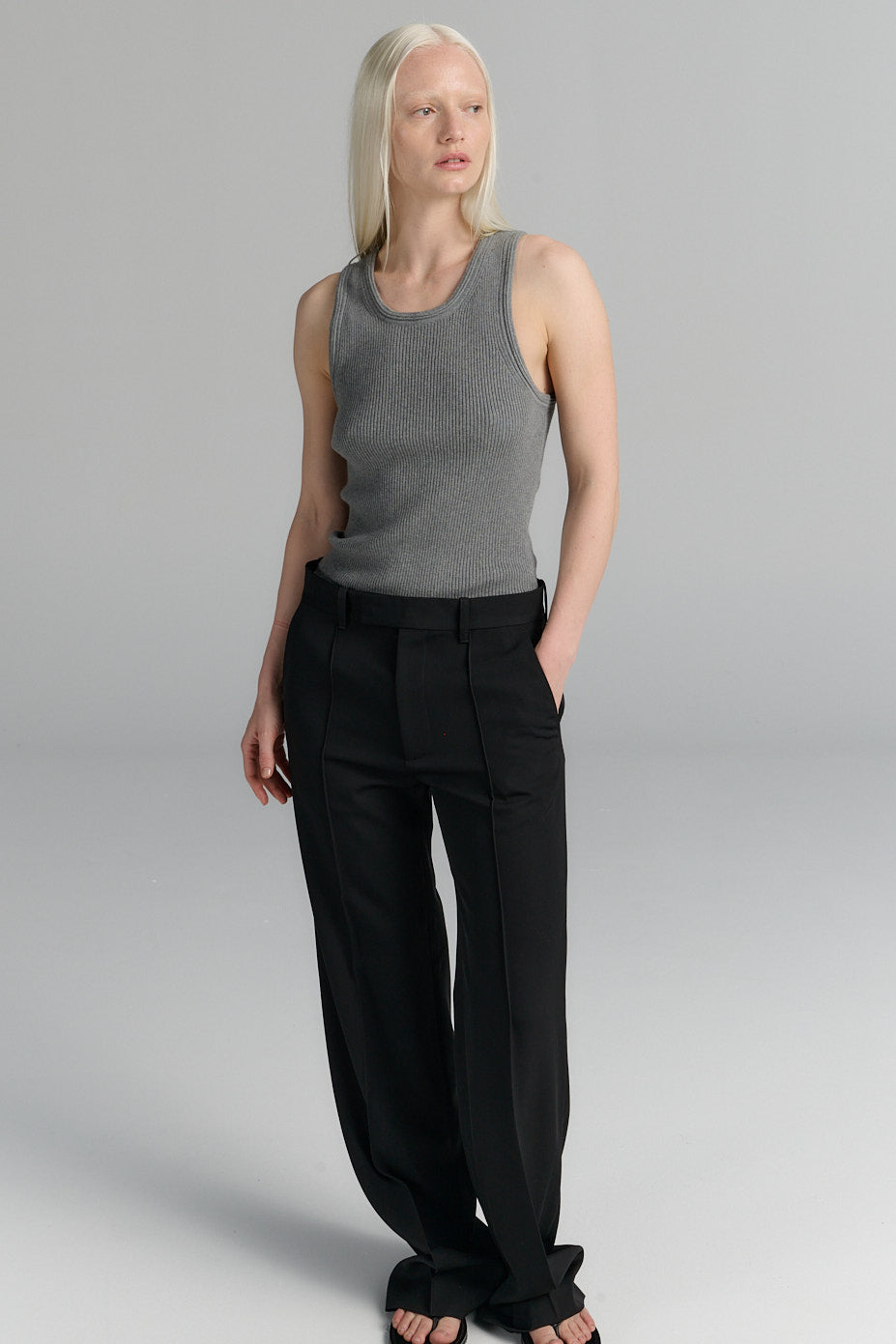 Rhea rib tank cotton/cashmere grey