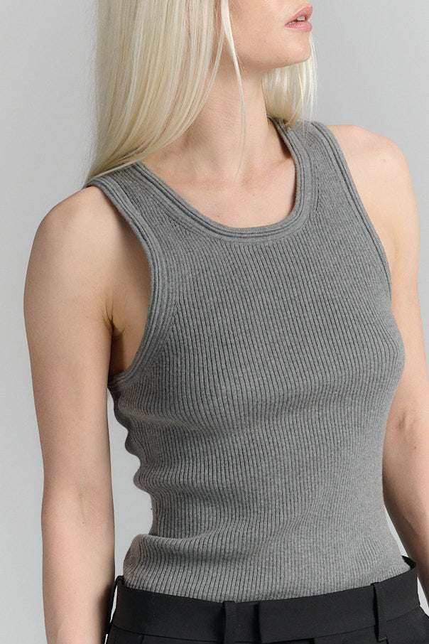Rhea rib tank cotton/cashmere grey
