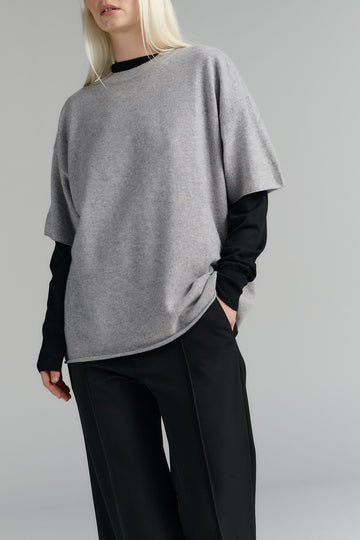 Rhea merino/cashmere knit t-shirt light grey