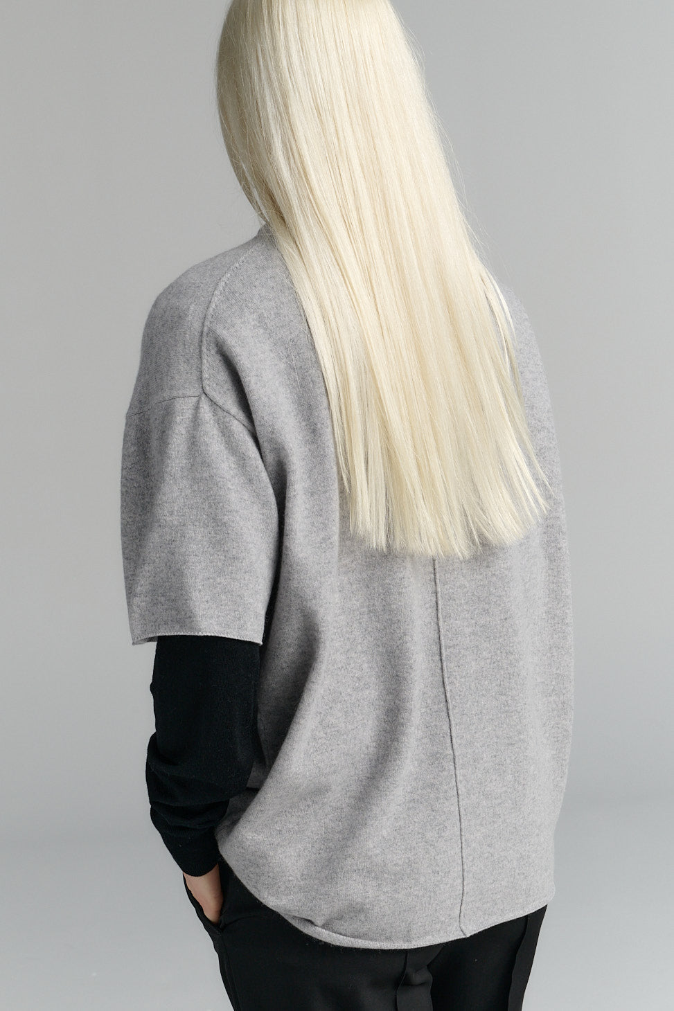 Rhea merino/cashmere knit t-shirt light grey