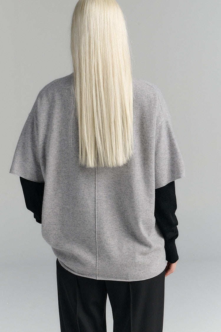Rhea merino/cashmere knit t-shirt light grey