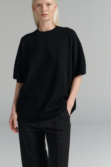 Rhea merino/cashmere knit t-shirt black