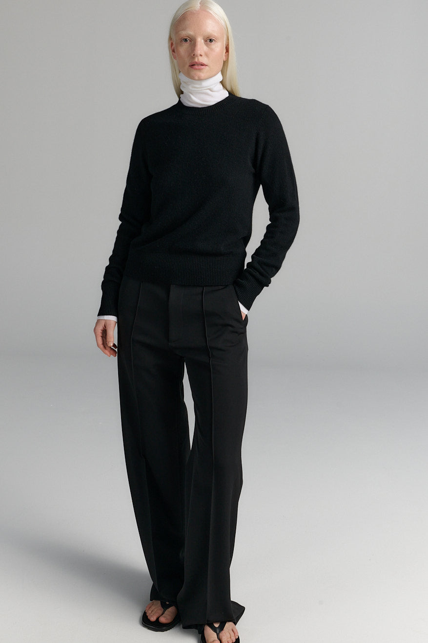 Rhea merino/cashmere crew neck black