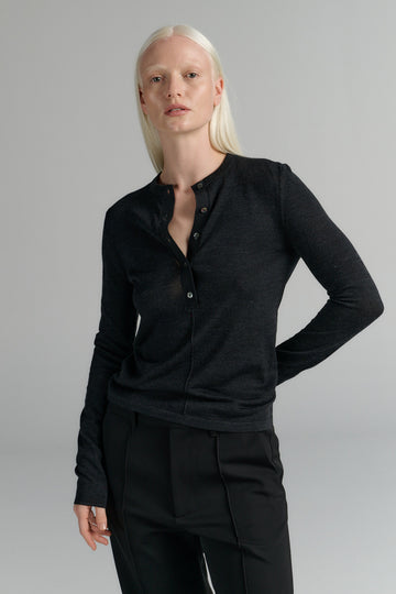 Rhea merino henley knit dark grey