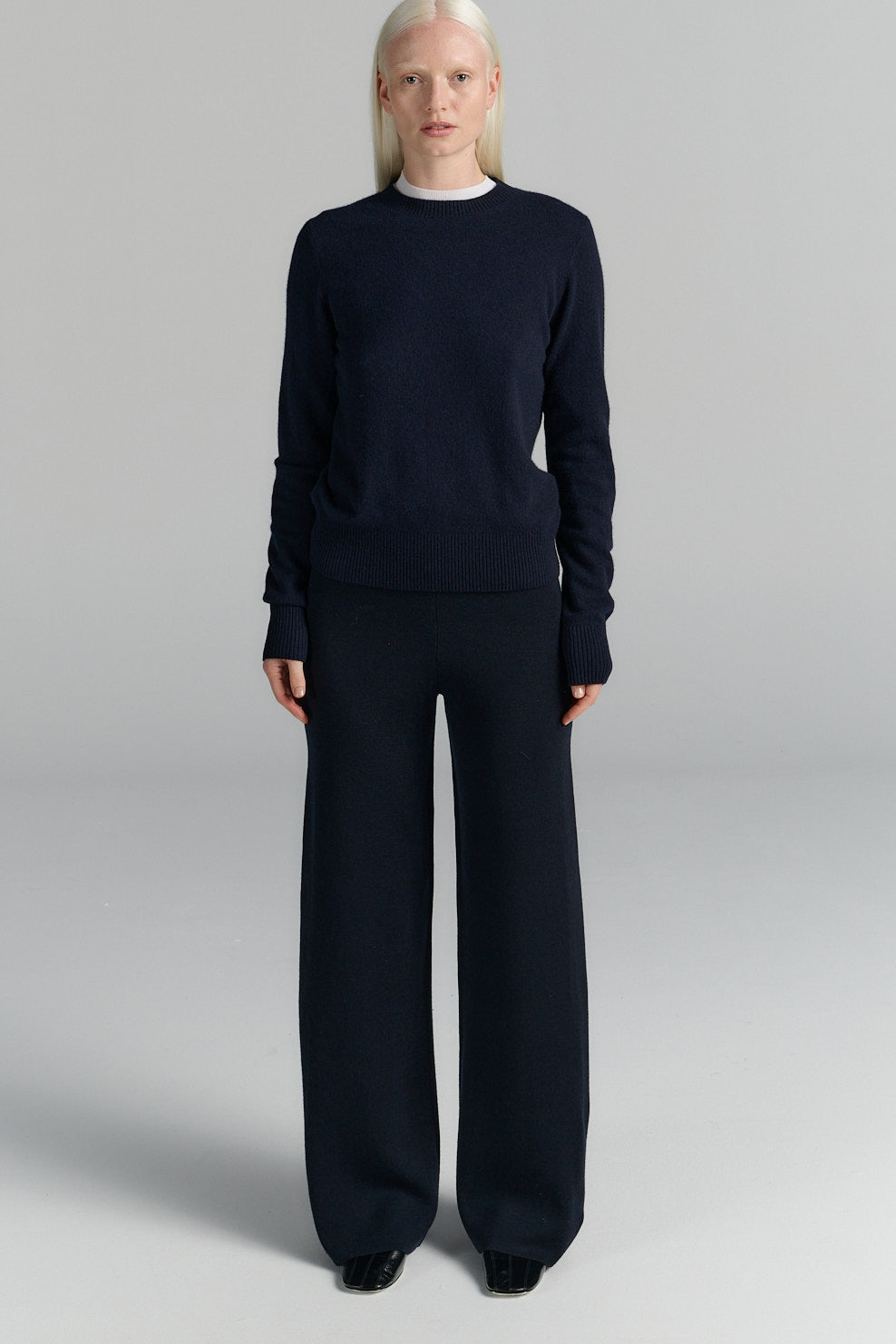 Rhea merino/cashmere crew neck navy