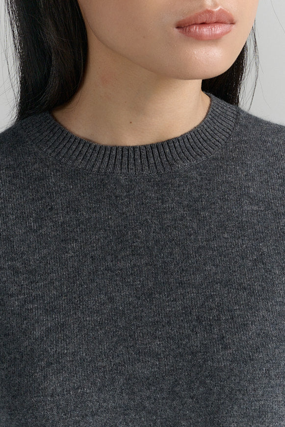 Rhea merino/cashmere crew neck grey melange