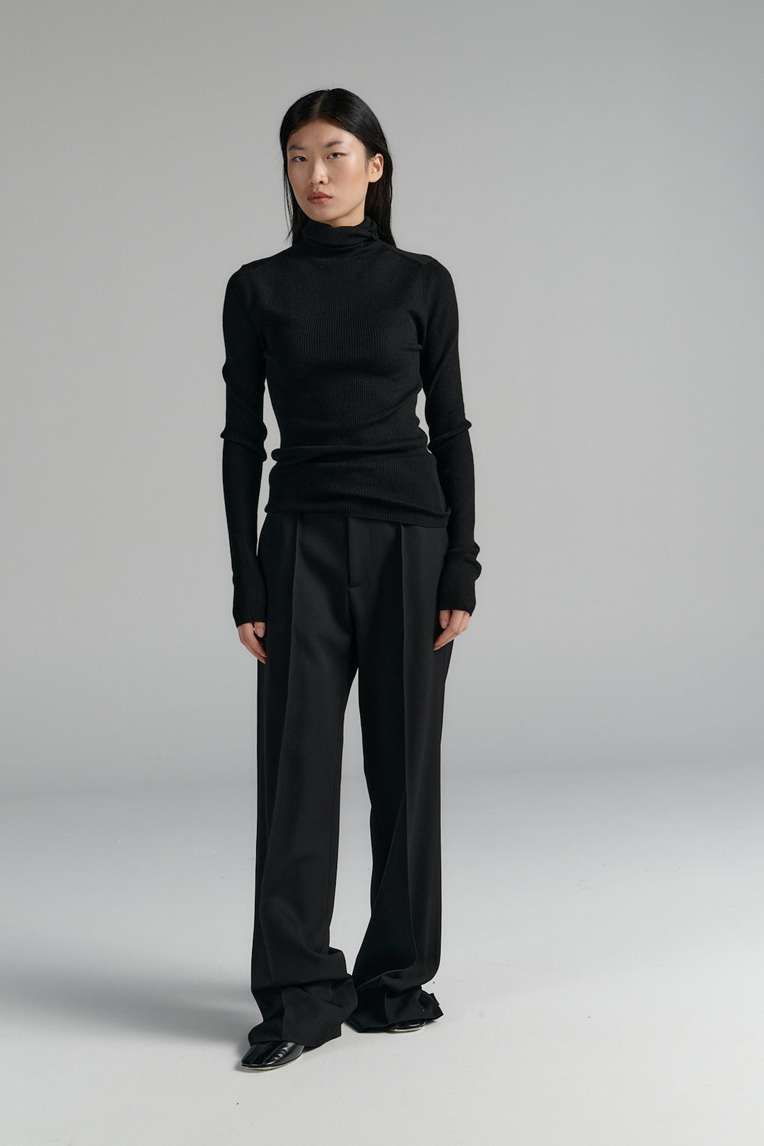 Rhea ribbed turtle neck black