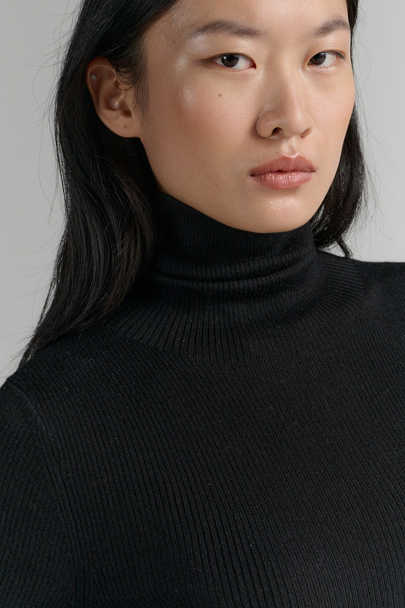Rhea ribbed turtle neck black