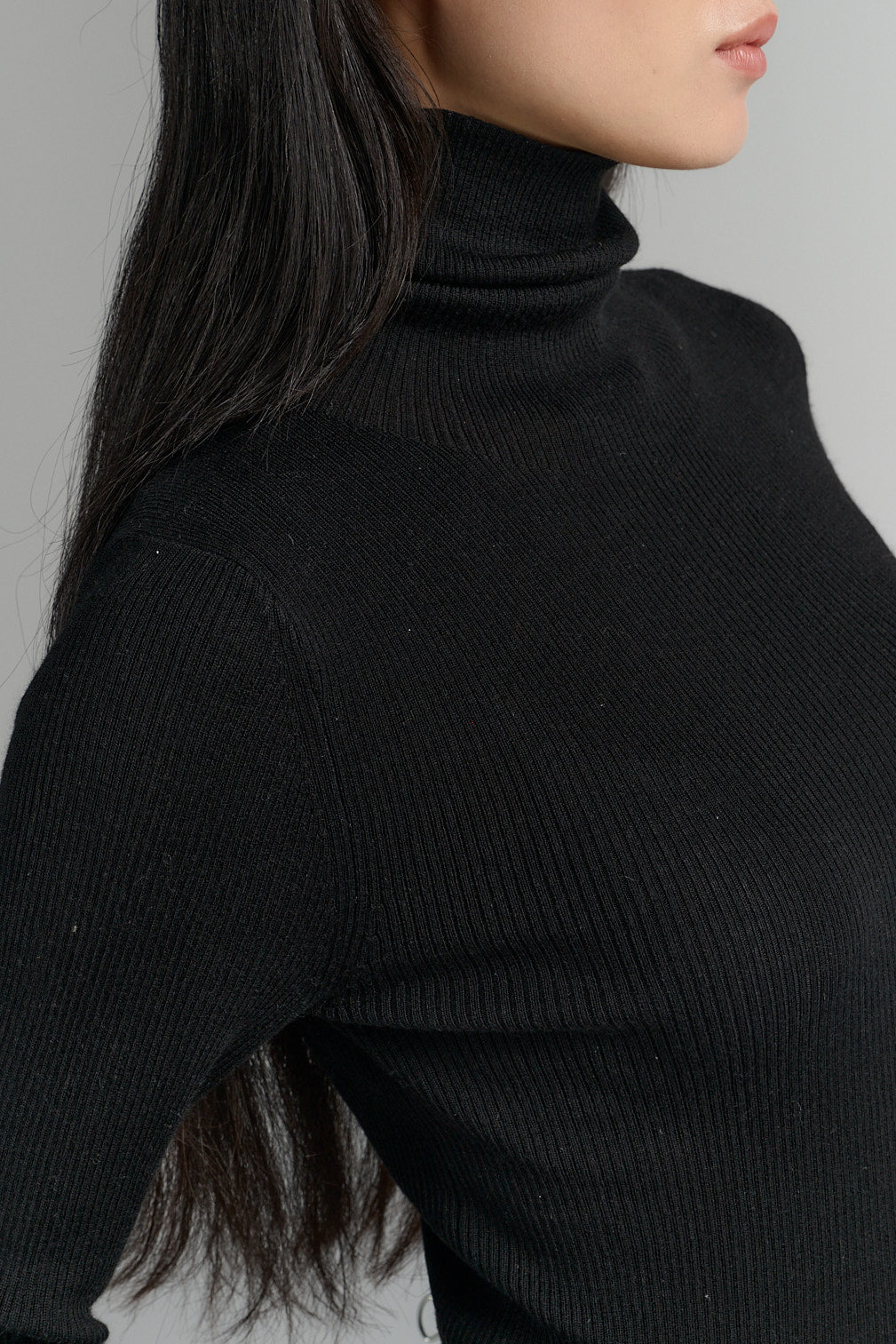 Rhea ribbed turtle neck black