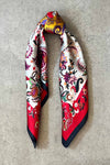 Silk scarf beige/multi butterflies