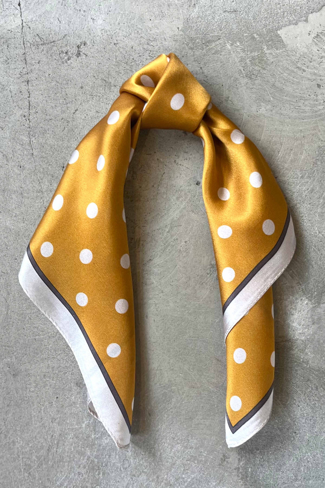 Silk scarf ocher yellow/cream dot