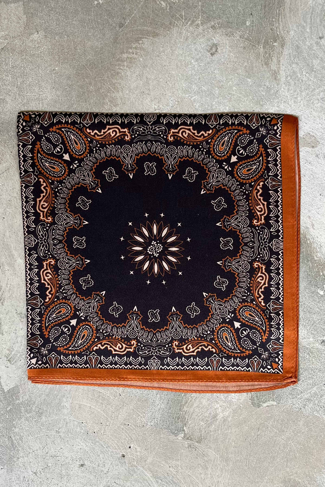 Silk scarf dark brown/rust/orange paisley