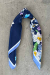 Silk scarf off white/blue butterflies