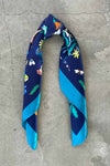 Silk scarf off white/blue butterflies