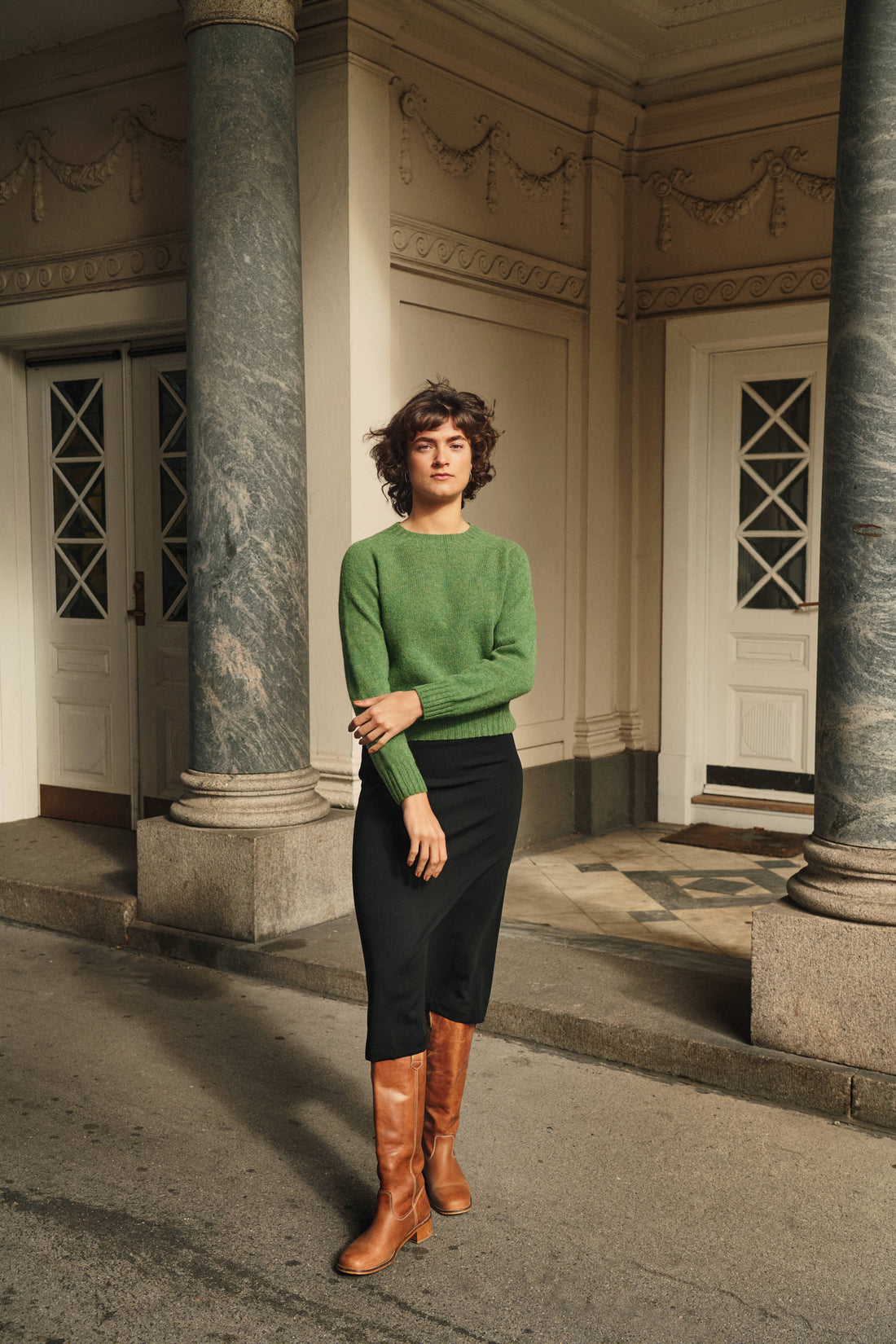 Lambswool crew-neck baize