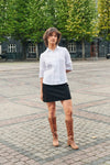 Stine shirt navy linen/cotton blend