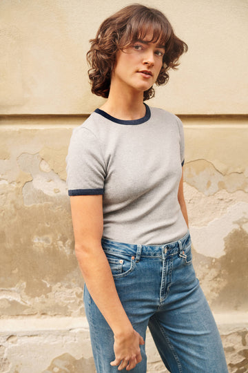 Stella t-shirt grey melange/blue melange