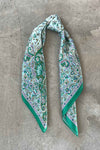 Silk scarf brown/green/white graphic print
