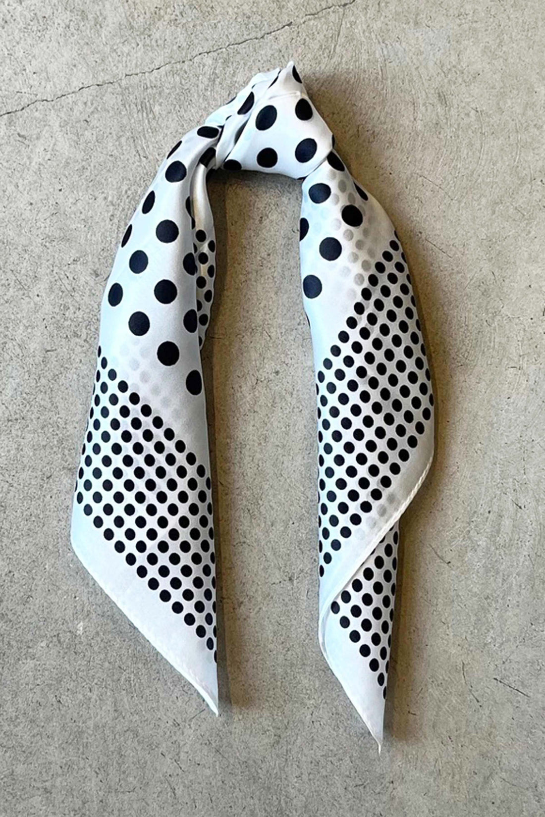 Silk scarf off white black dots