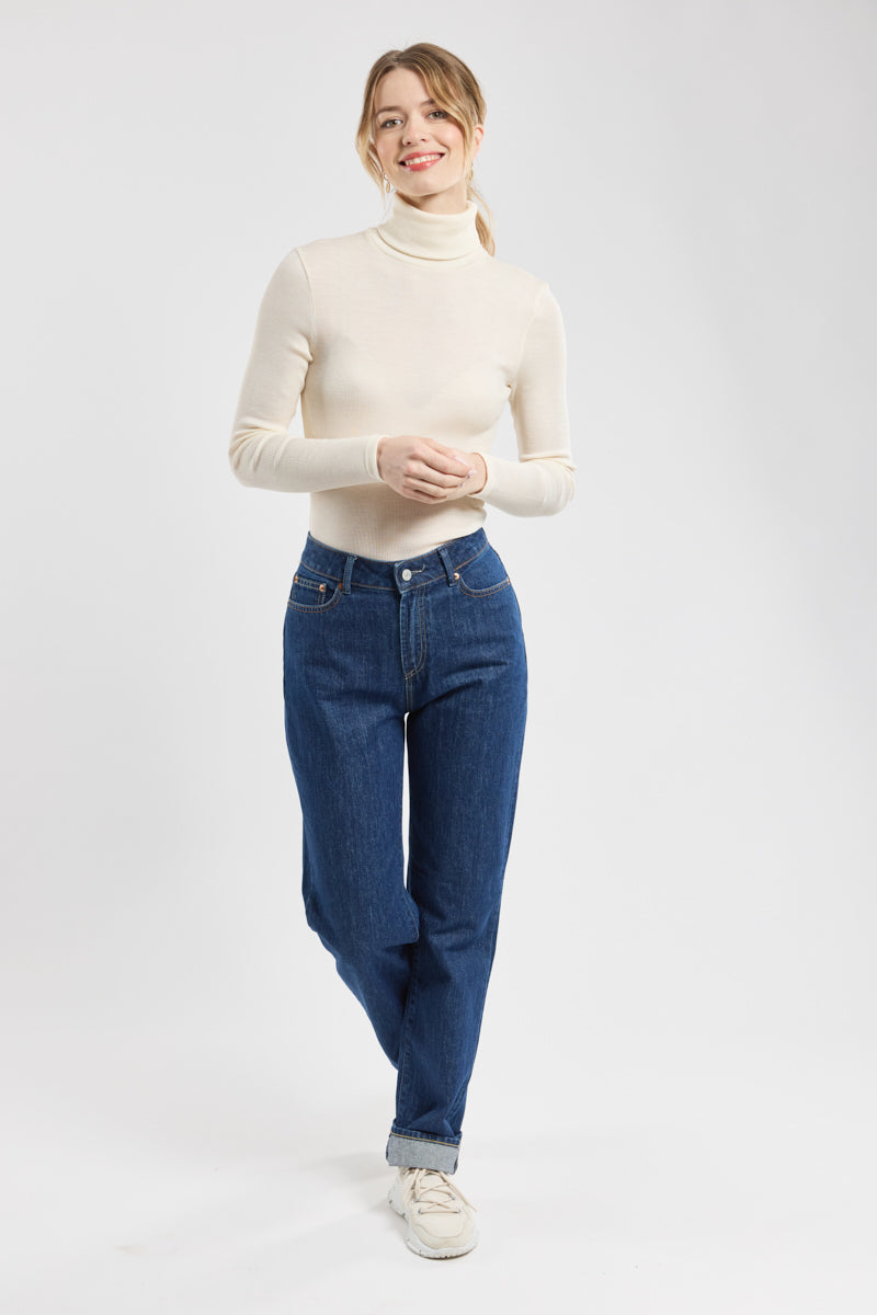 Armor Lux wool/silk rib roll neck ivory