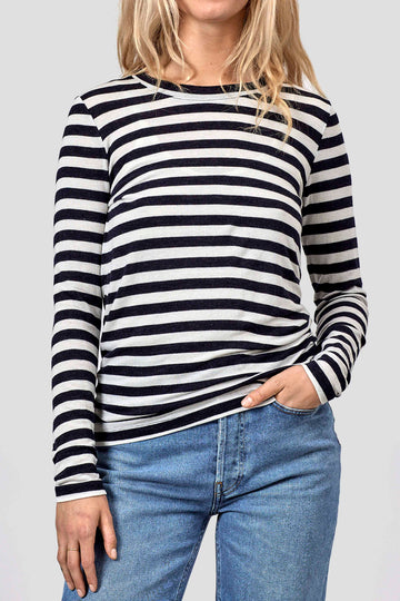 April blouse off white/navy stripes