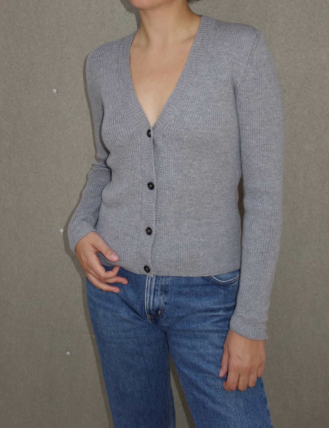 Nathalie merino cardigan grey melange