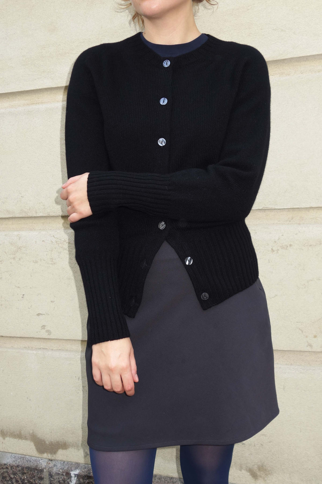 Superfine lambswool cardigan black
