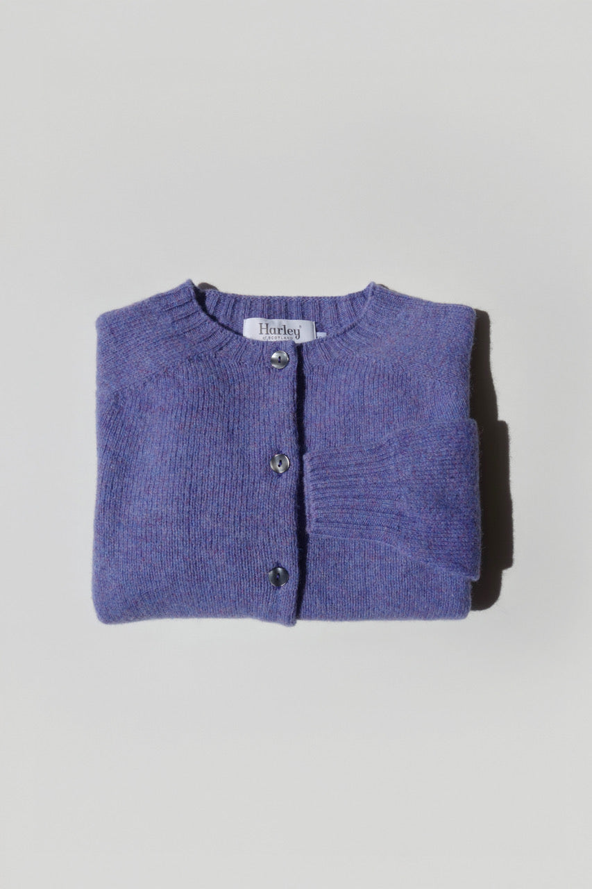 Lambswool crew-neck cardigan wisteria