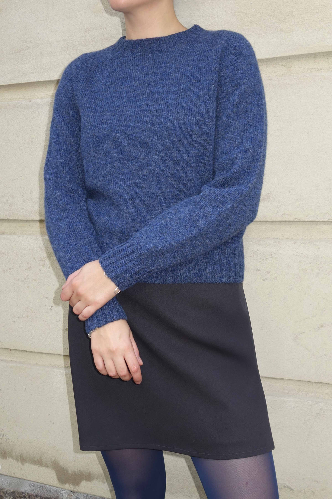 Lambswool crew-neck denim blue