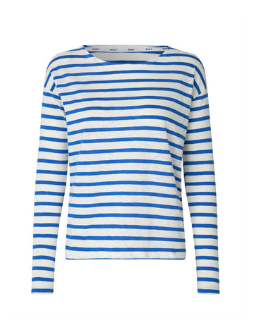 Dorrie long sleeve t-shirt royal blue/cream stripe