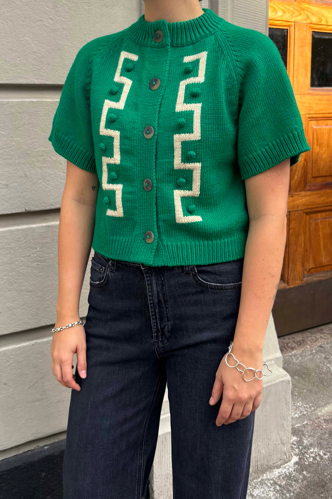 Kelly green key cardigan