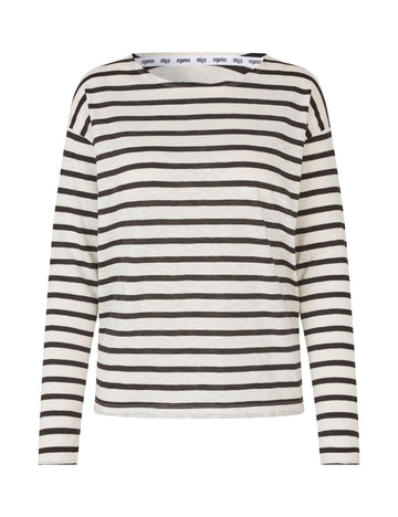 Dorrie long sleeve t-shirt cream/dark brown stripe