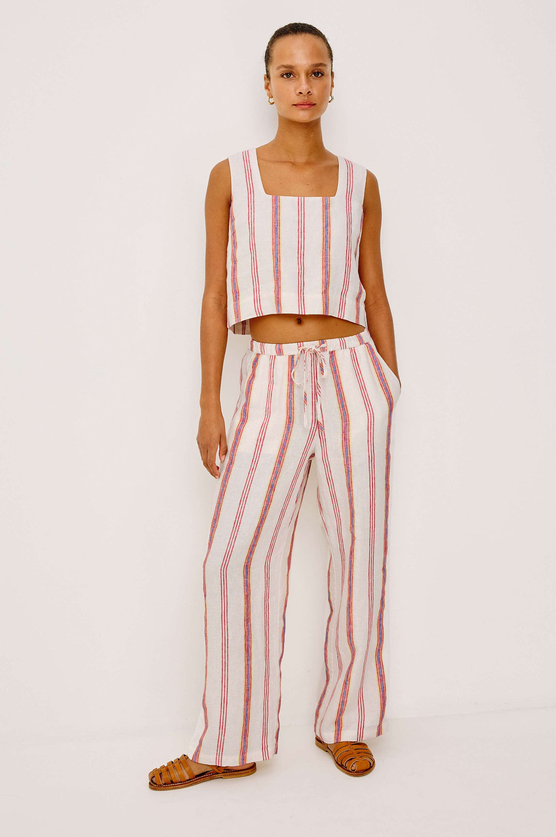 Emmie linen pants primavera stripe