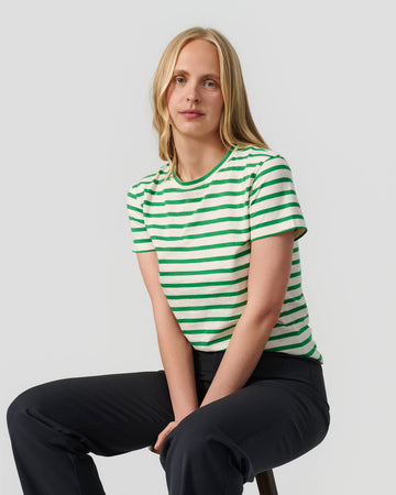 Emily short sleeve t-shirt green/cream stripe
