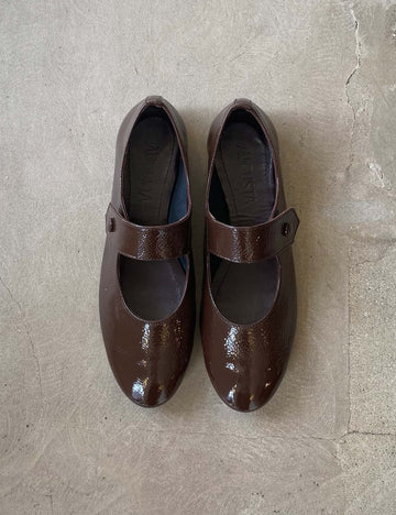 Greta mary janes chocolate  patent leather