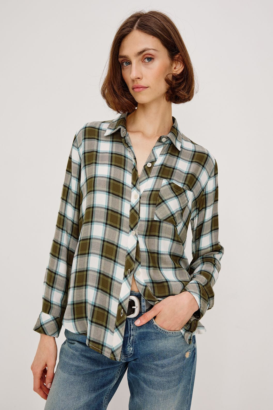 Hunter shirt olive stone blue