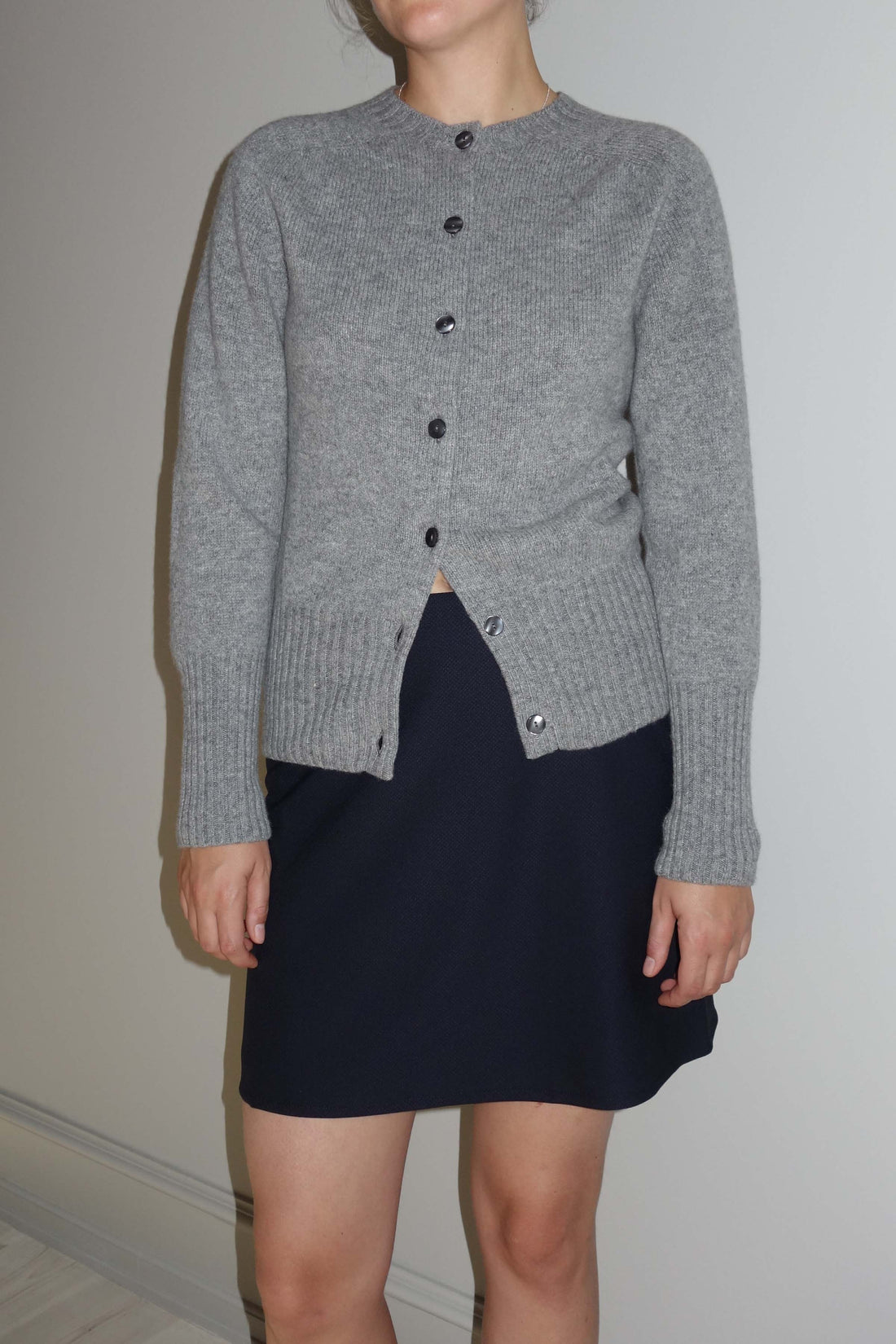 Superfine lambswool cardigan grey melange